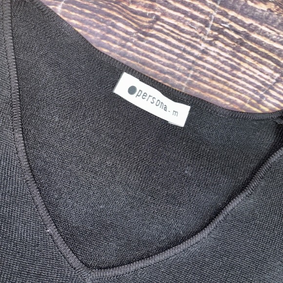 Persona Sweaters - Persona by Marina Rinaldi Vintage 90s Sweater Size M  Sequin Hem Black Italy